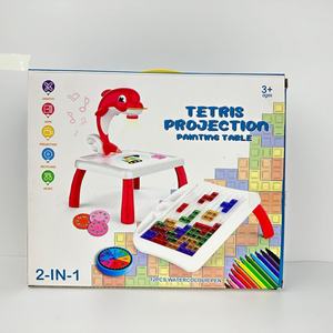 میز نقاشی پروژکتور دار کودک طرح دلفین قرمز TETRIS PROJECTION PAINTING TABLE_اسباب بازی